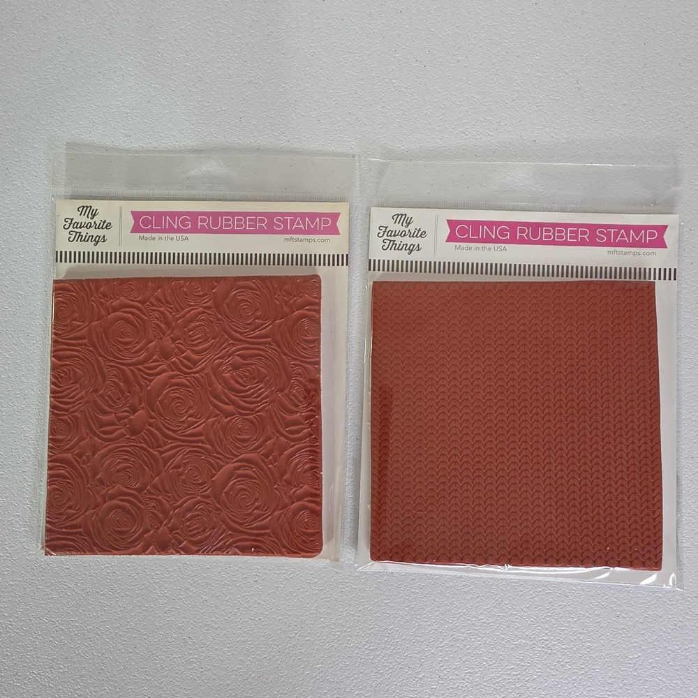 NWT My Favorite Things Cling Rubber Stamps 2pc 6x6 Red Roses Knitted Sweater